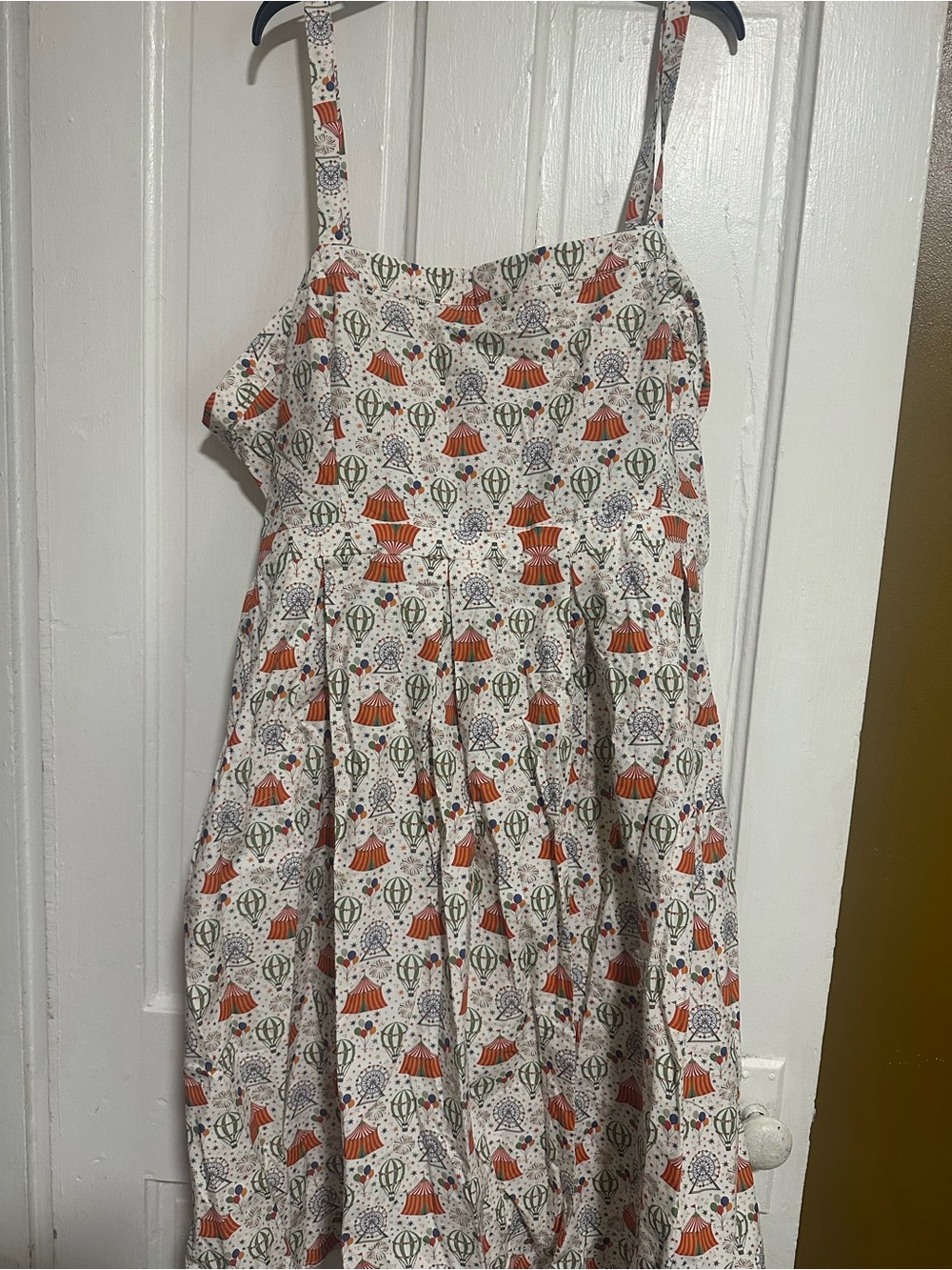 Women’s White Cotton Sundress with Cute Circus Print